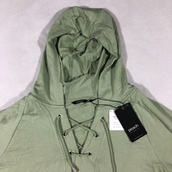 NEW Peach Womens XL Shafer Hoodie Top Bamboo UV P1481 Green NWT $89 - Picture 2 of 11